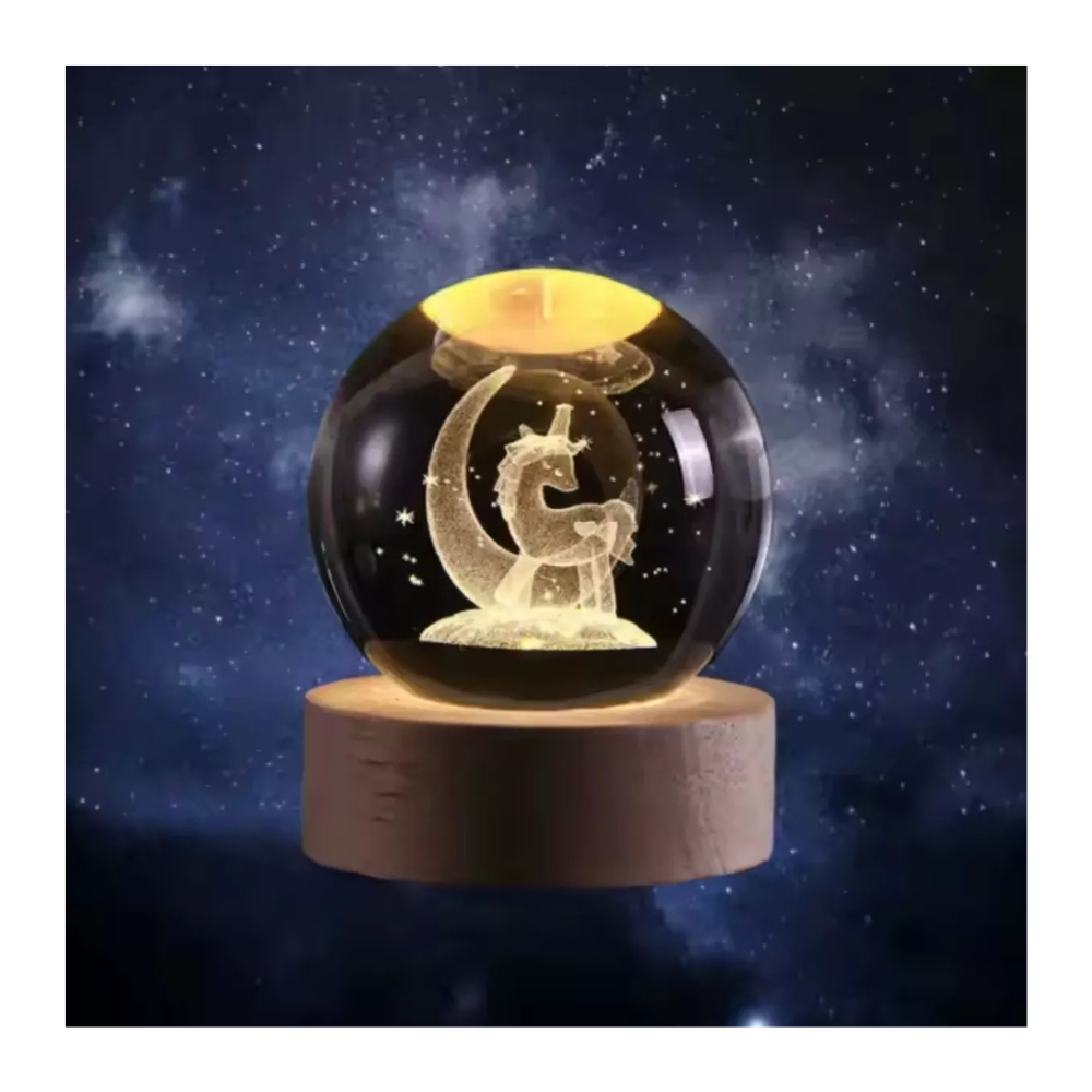 Bola De Cristal 3d Unicornio L07