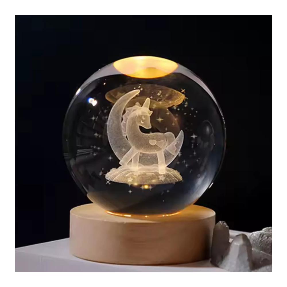 Bola De Cristal 3d Unicornio L07