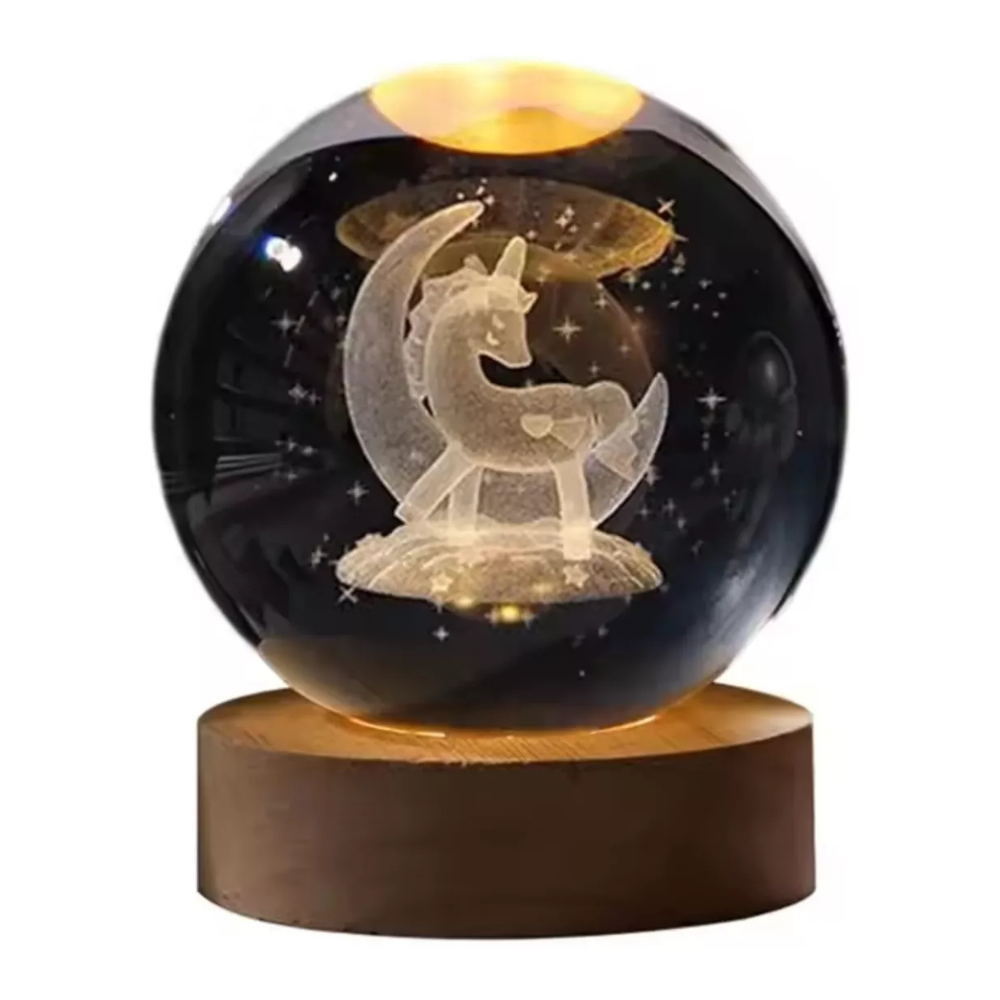 Bola De Cristal 3d Unicornio L07