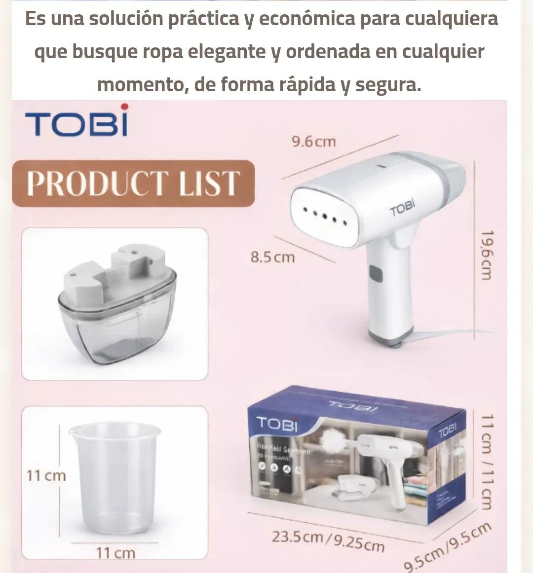 Plancha vaporizadora de ropa tobi
